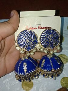 Blue &amp; Gold Fashion Earrings