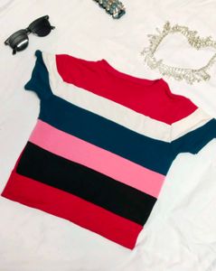 Candy Striped Crop Top