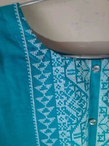 Shiny Cyan Embroidery Kurta