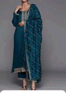 Teal Embellished Salwar Kameez