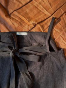 Black Tie-Front Tank Top