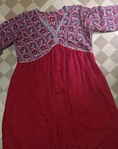 💥🎀 Maroon V Shape Kurti🎀💥