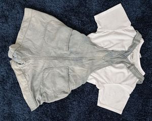 H&amp;M washed blue denim cotton dungree