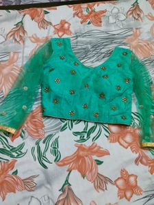 Green Embellished Blouse lehnga with Ruptta