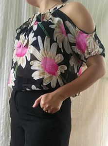 Floral Cold Shoulder Top