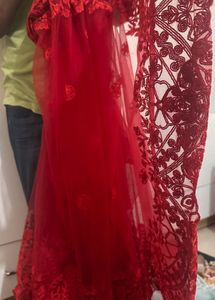 Red Embroidered Saree