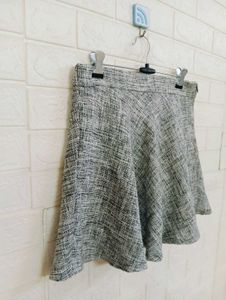 Gray Textured A-Line Skirt