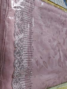 Elegant Light Pink Saree with Silver Detailing