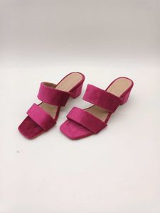 Magenta Velvet Block Heels 2 Inches.