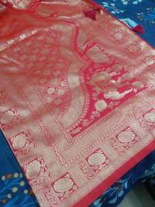 Pink &amp; Gold Banarasi Silk Saree