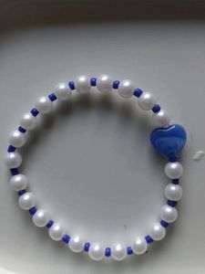 Pearl &amp; Blue Heart Bracelets