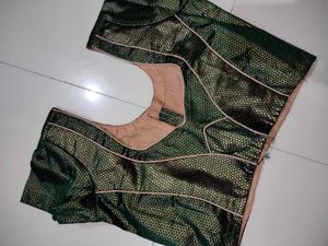 Green Brocade Readymade Saree Blouse