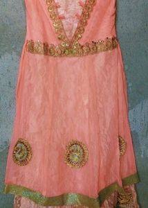 Women&#39;s Golden And Orange Colour Bajirao Gown