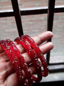 Red Bangles - Set of 3 And 4 Kade