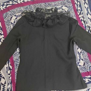Samshek Black Ruffle Top With Free Earring