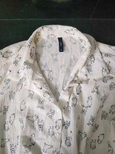 Ajio Rio Women White Shirt With Cute Puppy Details