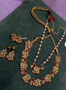 Combo Jewellery Gold Plated Green, Pink , diamond