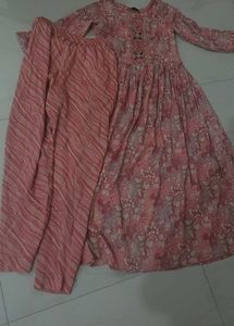 Pink Floral Print Kurti Pant Set