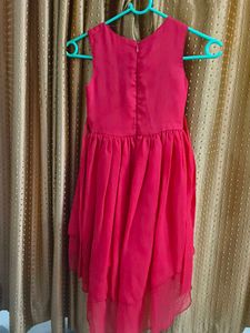 Girls&#39; Sleeveless Layered Party Dress – Hot Red