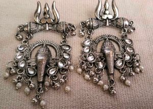 Oxidized Ganesha Earrings