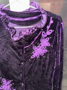 Purple Velvet Full Sleeve Stylish Top