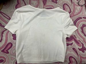 H&amp;M Butterfly White Crop Top