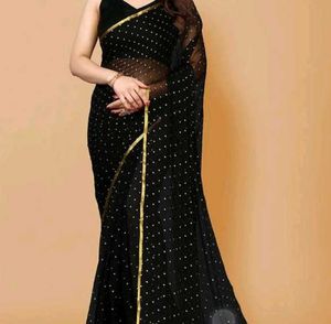Elegant Black & Gold Saree