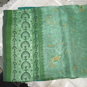 Elegant Green Embroidered Saree