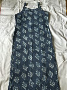 ANAYNA BLUE MOTIF SLEEVELESS KURTI