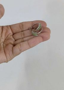 Pure Silver Green Stone Toe Ring