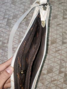 White Croc-Embossed Shoulder Bag