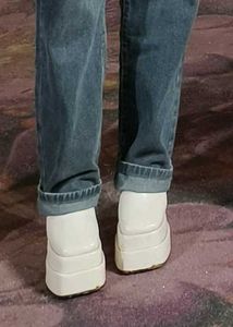Beige Platform Ankle Boots