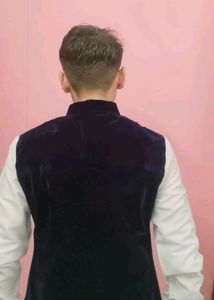 Stylish Blue Velvet Waistcoat