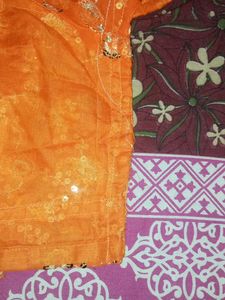 Orange Sequin Embellished Lahenga