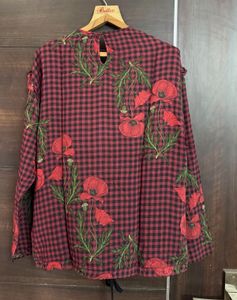 ZARA Red Poppy Gingham Blouse