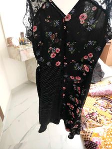 Elegant Mixed-Print Black Dress