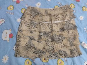 Cheetah Printed Ruffle Tiered Y2k Skirt