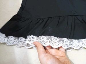 Cottage Core Black Dress With White Lace Lining