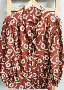 Brown Printed Top Size-40