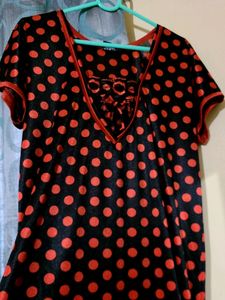 Beautiful Black And Red Satin Nighty