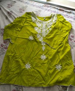 Lime Green Embroidered Kurta