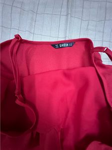 Sleevless Red Party Wear Knee Length Dress