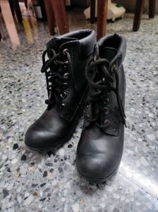 Black Lace-Up Ankle Boots