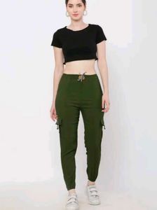 Olive Green Cargo Joggers