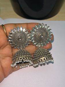 Silver Jhumka Earrings