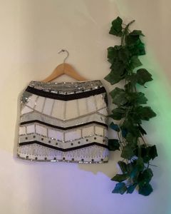 Super Pretty White And Black Sequin Skirt!