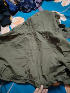 Olive Green Hooded Jacket Crop