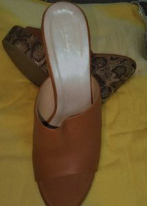 Tan Heeled Mules