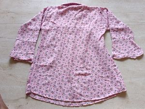 Cute Pink Floral Short Kurta