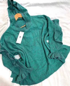 Green Ruffle Sleeve Hoodie